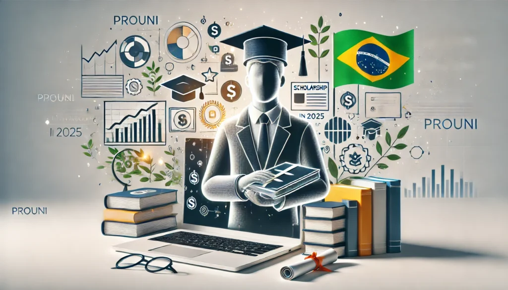 DALL·E 2024 09 27 00.05.37 A modern and clean representation of the Prouni program showing a student receiving a scholarship for higher education in Brazil. The image includes