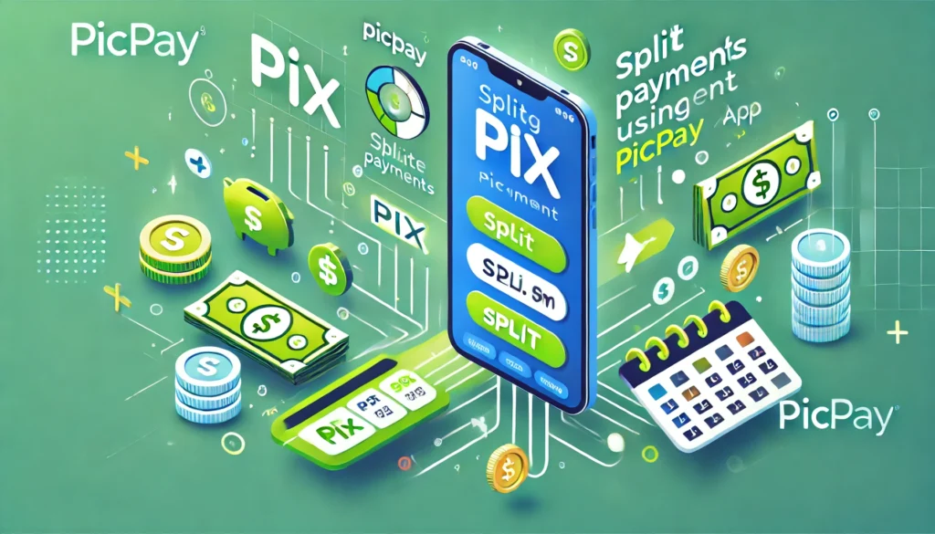 DALL·E 2024 09 25 13.07.14 A modern image illustrating the concept of installment payments using Pix through the PicPay app. The image features a smartphone displaying the PicPa