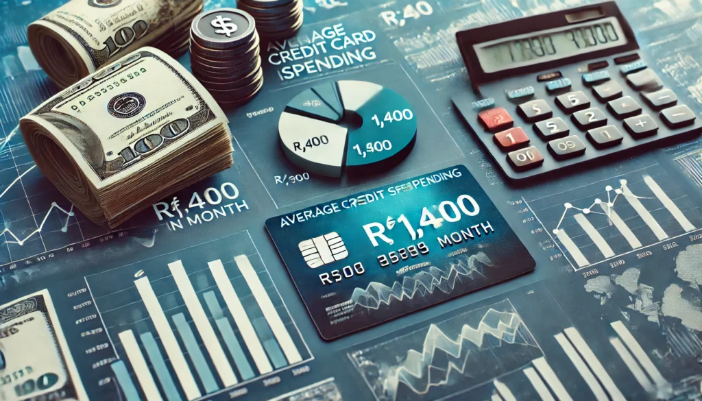 DALL·E 2024 10 01 22.25.30 Charts and graphs showing average credit card spending in Brazil depicting values like R 1400 per month with financial data elements in the backgr