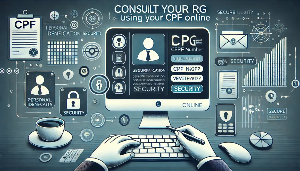 DALL·E 2024 10 10 20.12.03 An informative image showing someone using a computer or smartphone to consult their RG using their CPF online. The screen shows an interface where th